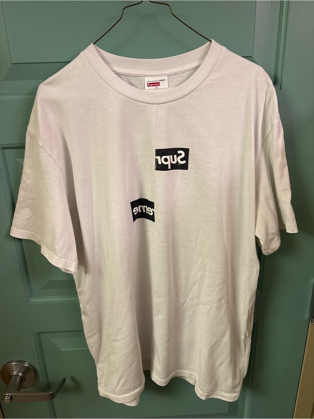 Supreme CDG White Split Logo Short-Sleeve T-Shirt